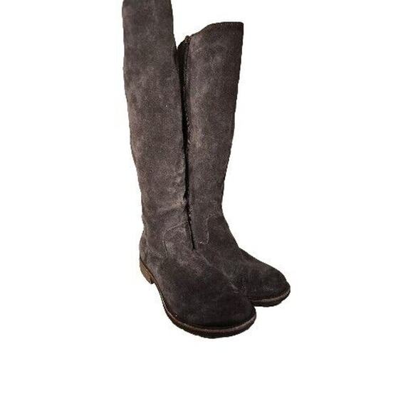 Aqua Sofft Sharnell Brown Suede Knee High Boots Lace Up Zip Water Resist. Sz 7M - Picture 1 of 8